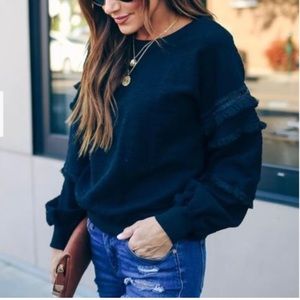 VICI Black Fringe Sweater